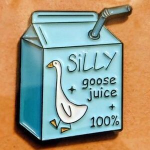 "Silly Goose Juice" Funny Blue Milk Carton Enamel Pin - Unique Collectible
